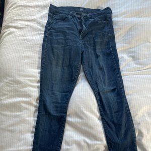 High Waisted True Skinny Jeans, Stretchy, Size 28, Dark Denim